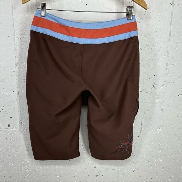 Horny Toad Size 2 Brown Blue Salmon Pink Retro Long Board Shorts - Picture 5 of 9